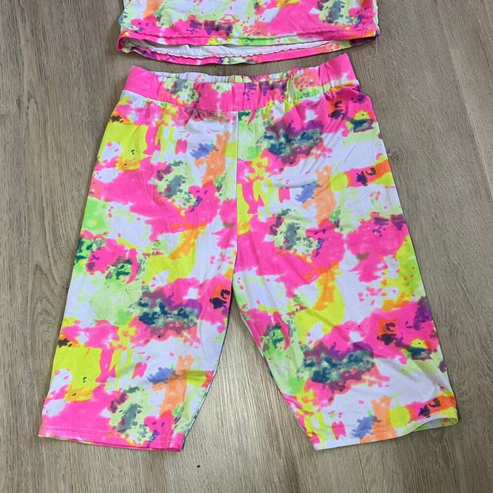 Rainbow Tie Dye Top & Shorts Women's 2-piece - Picture 3 of 4